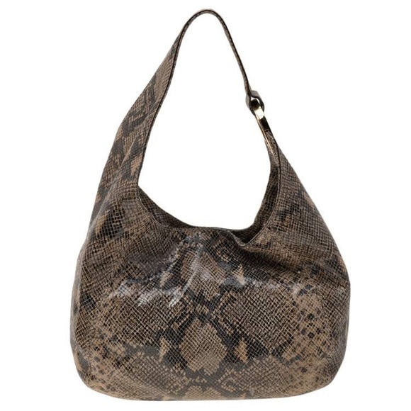 MICHAEL Michael KorsMICHAEL Michael Kors Brown Python Embossed Leather Hobo